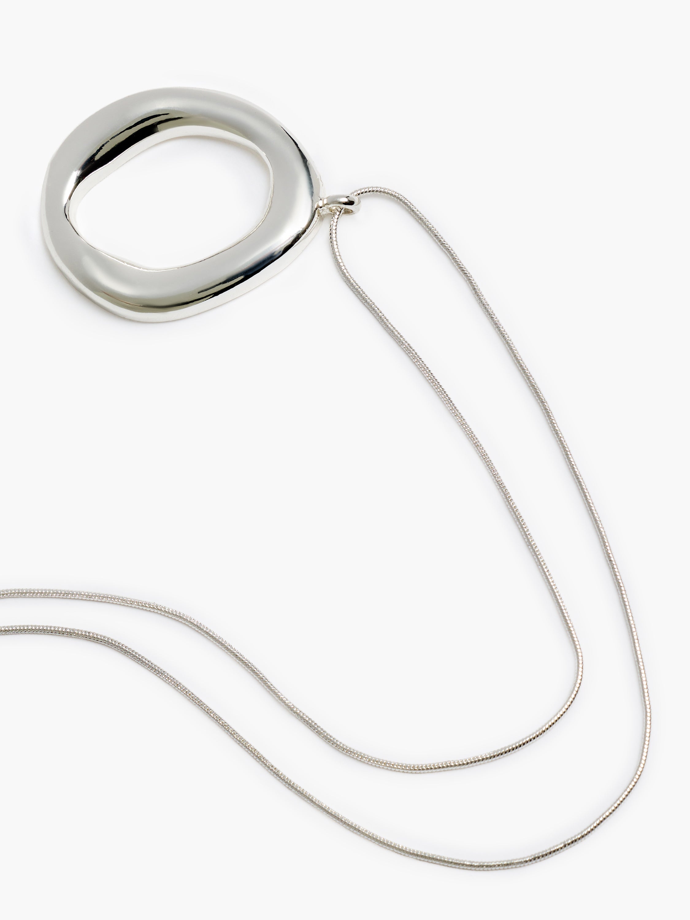Silver Hammered Halo Pendant Necklace