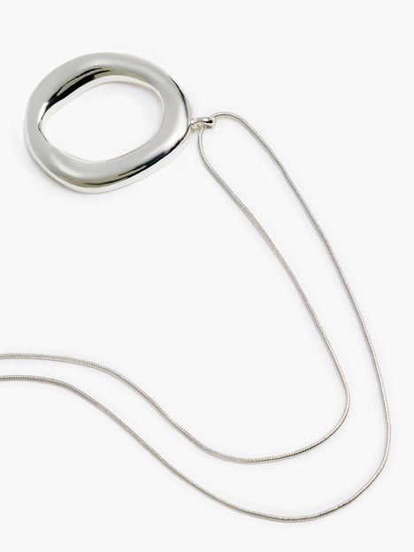 Silver Hammered Halo Pendant Necklace
