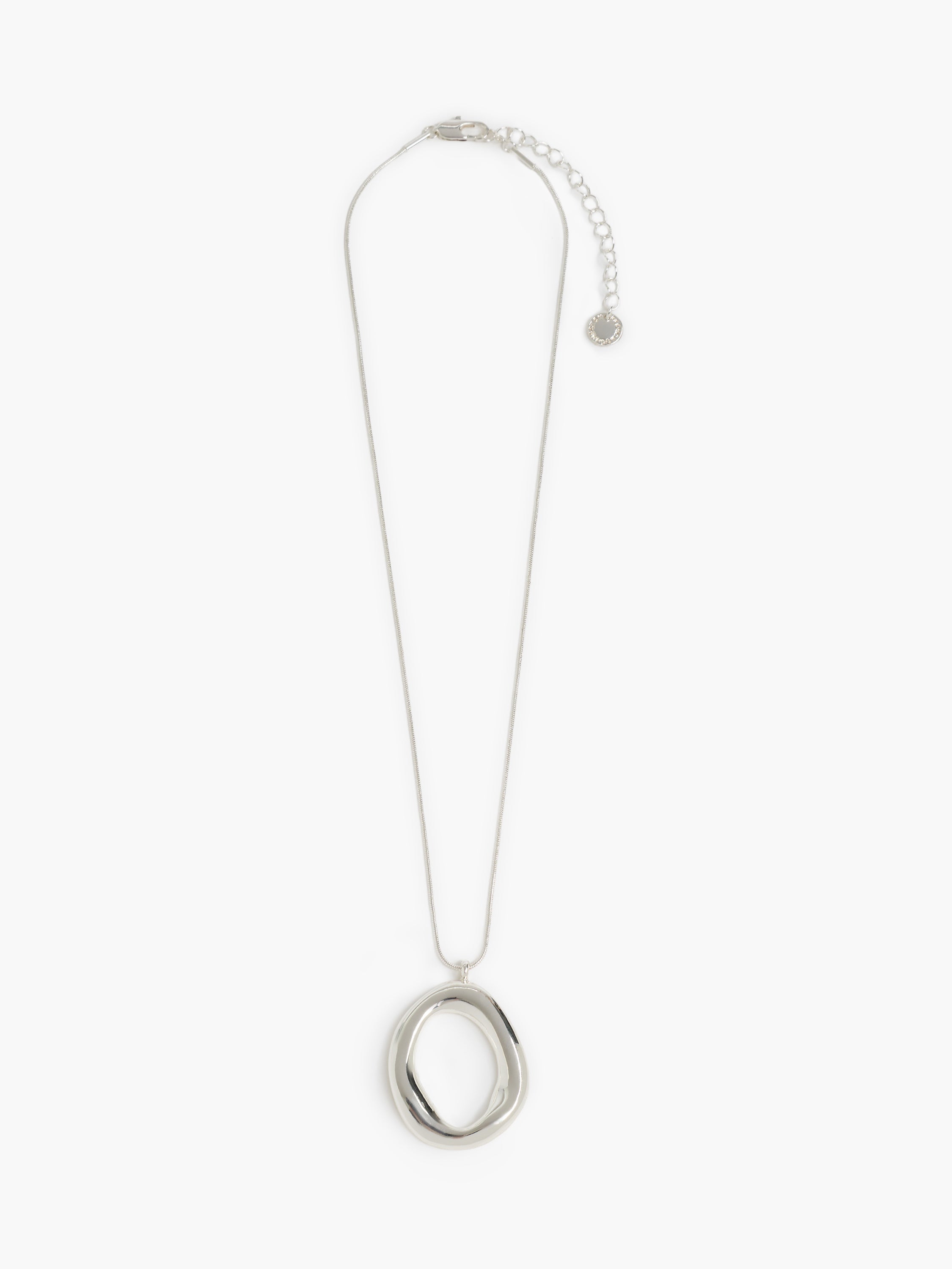 Silver Hammered Halo Pendant Necklace