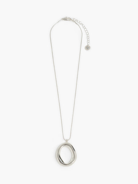 Silver Hammered Halo Pendant Necklace