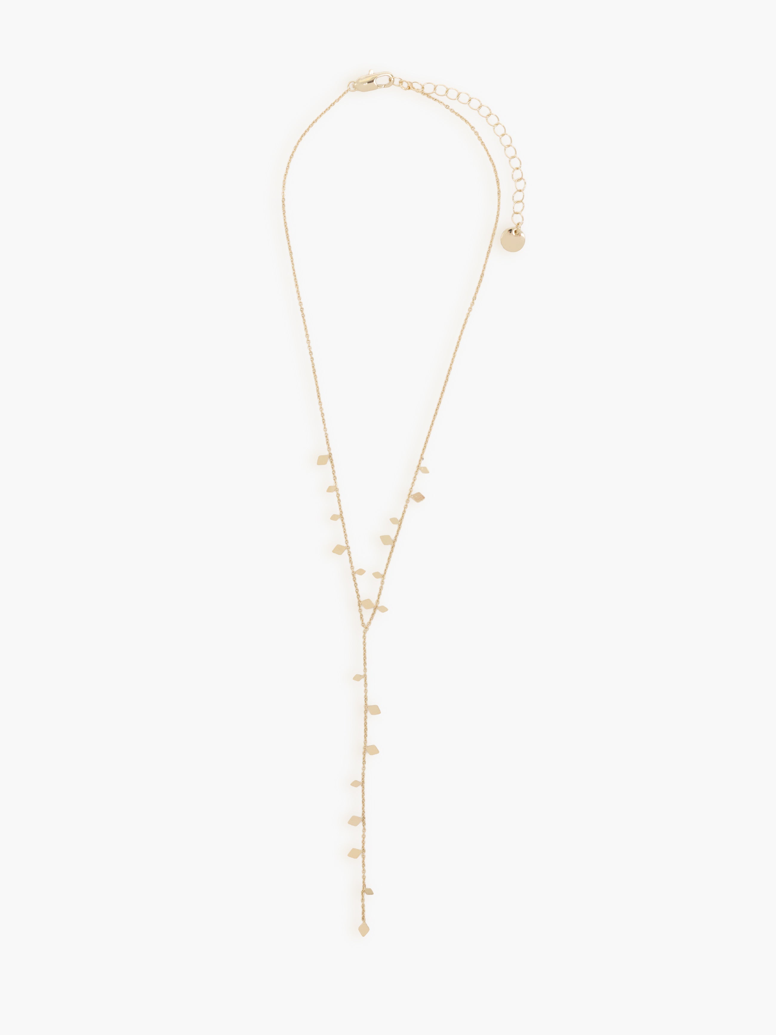 Gold Geo Charm Long Lariat Necklace