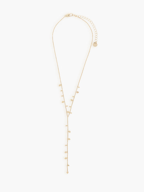 Gold Geo Charm Long Lariat Necklace
