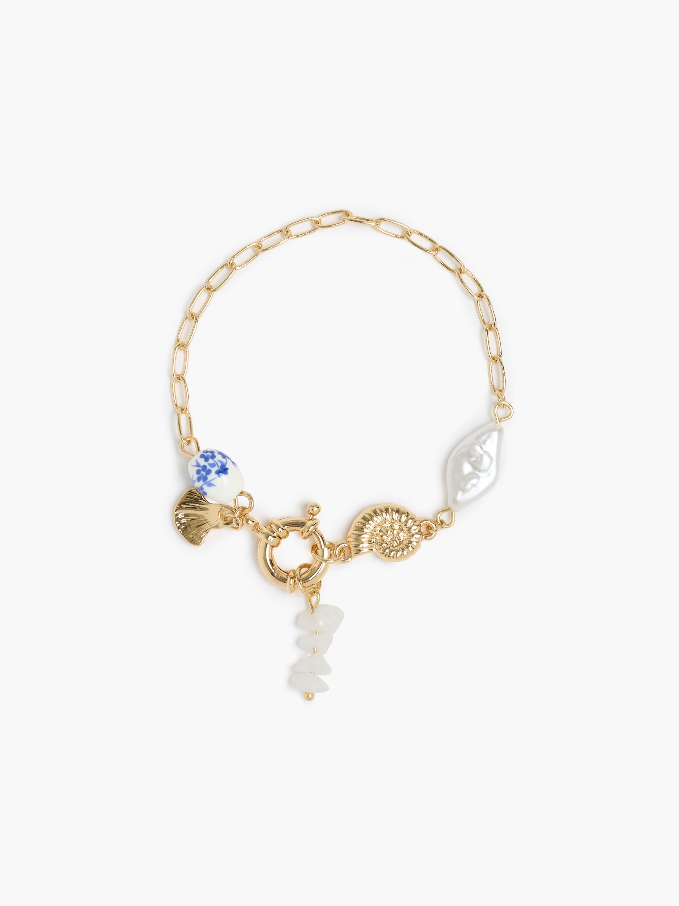 Gold Mixed Bead Charm Bracelet