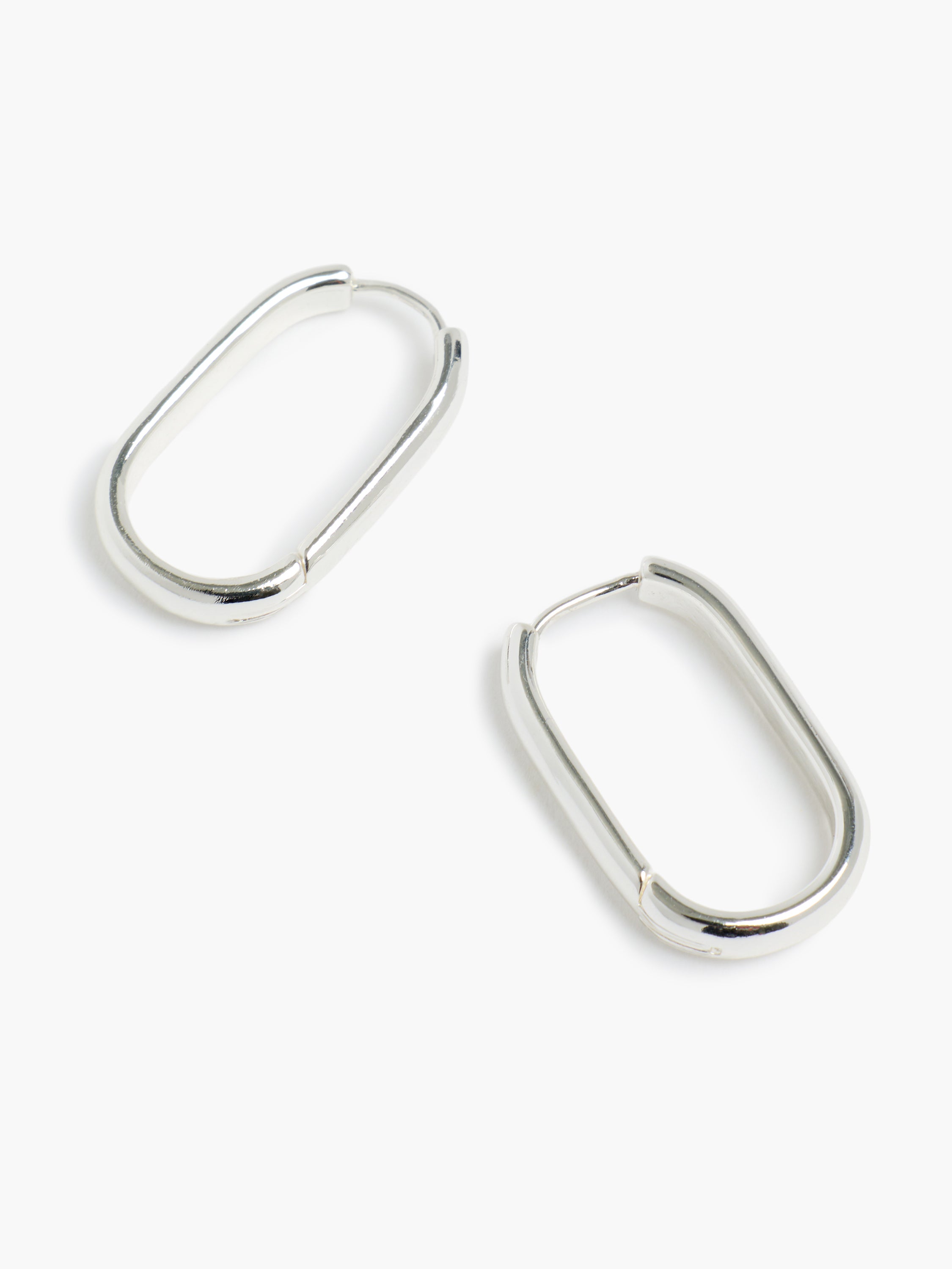 Silver Elongated Hoop Earrings