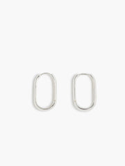 Silver Elongated Hoop Earrings