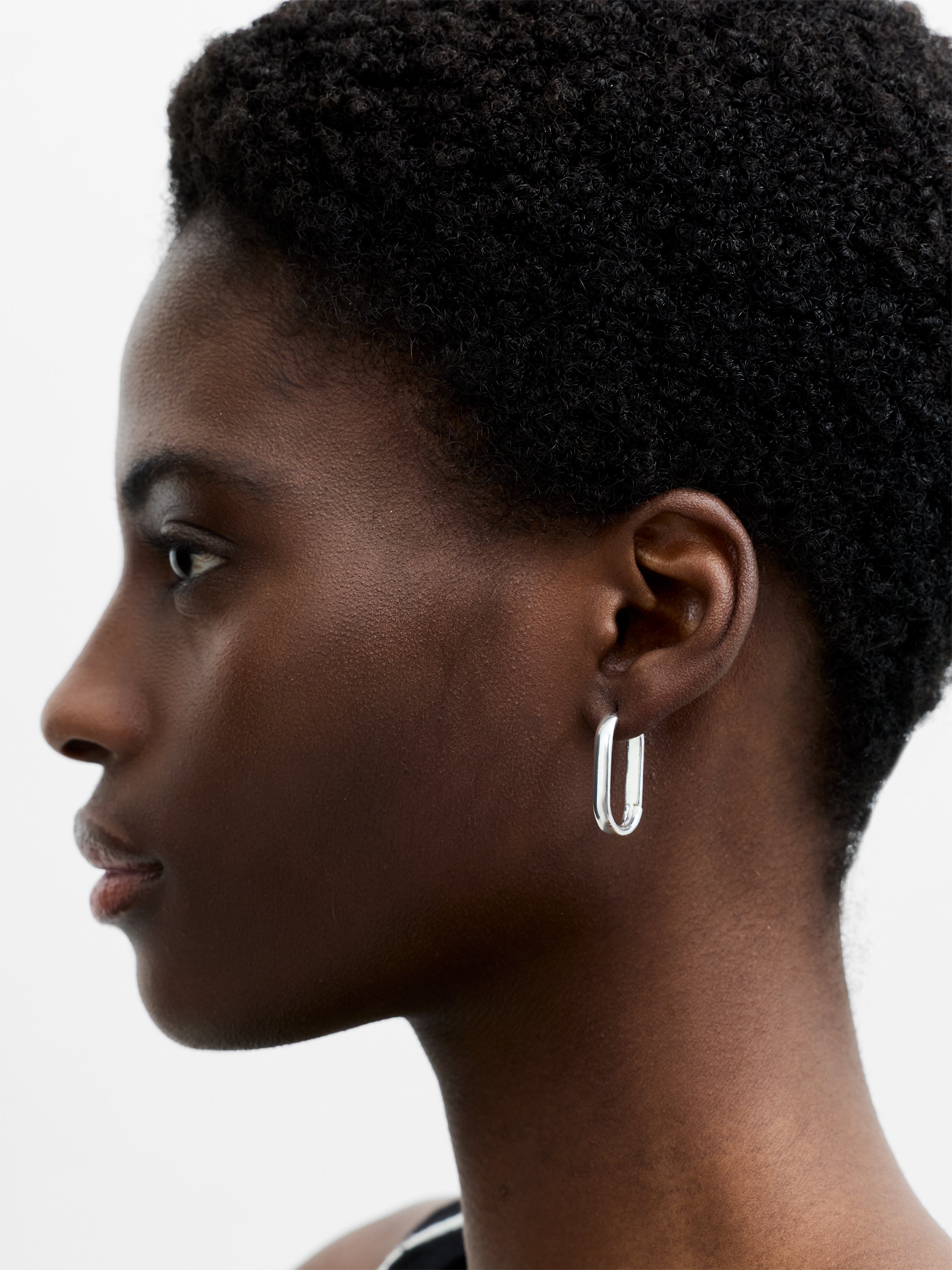 Silver Elongated Hoop Earrings