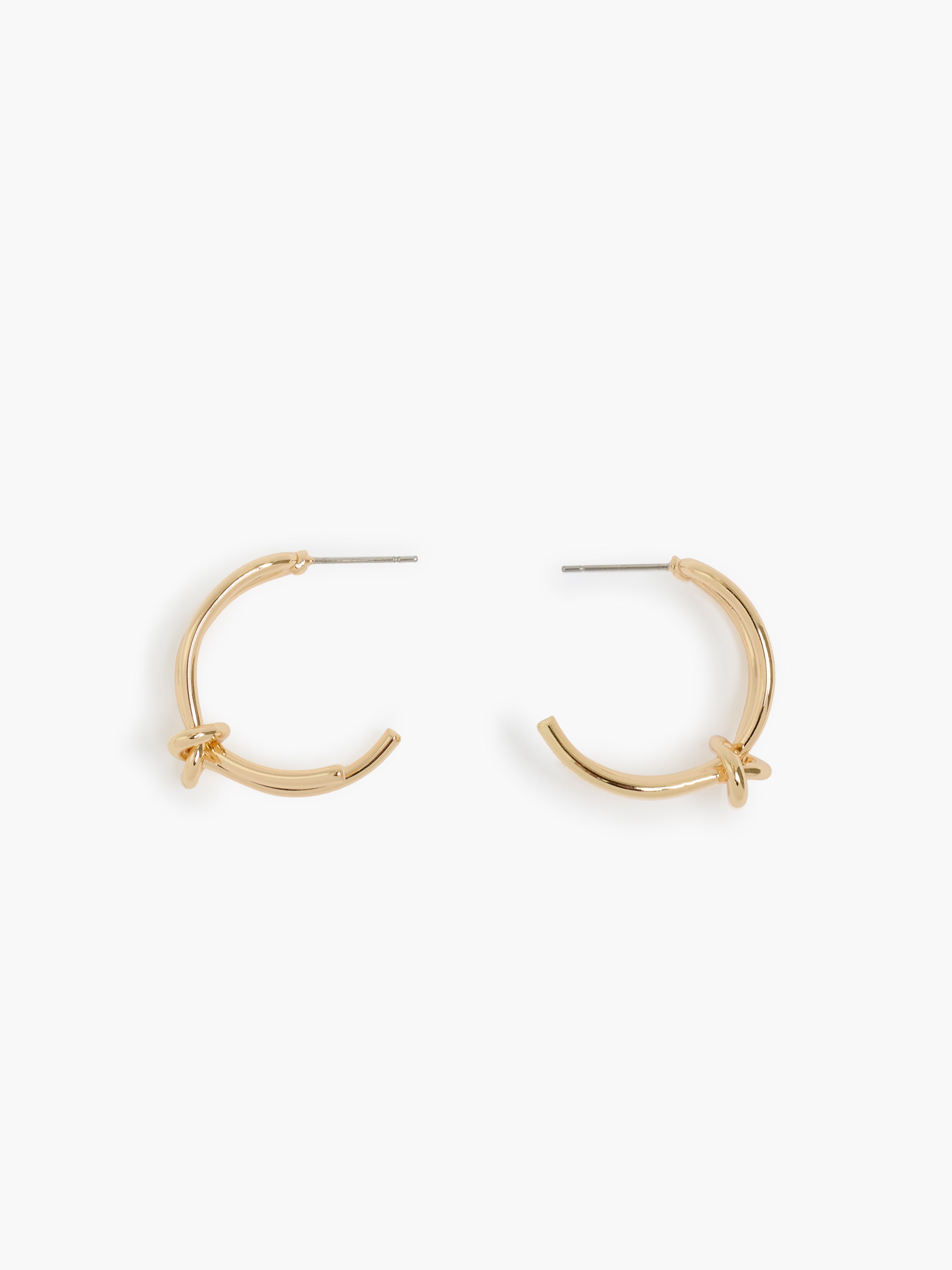 Gold Knot Half Hoop Earrings