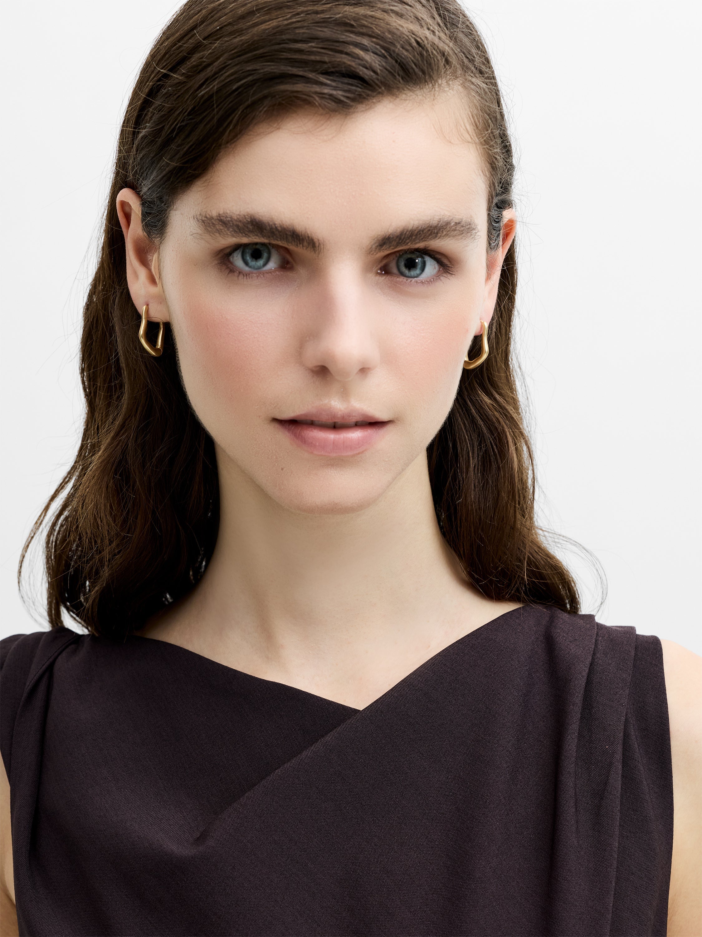 Gold Irregular Hoop Earrings