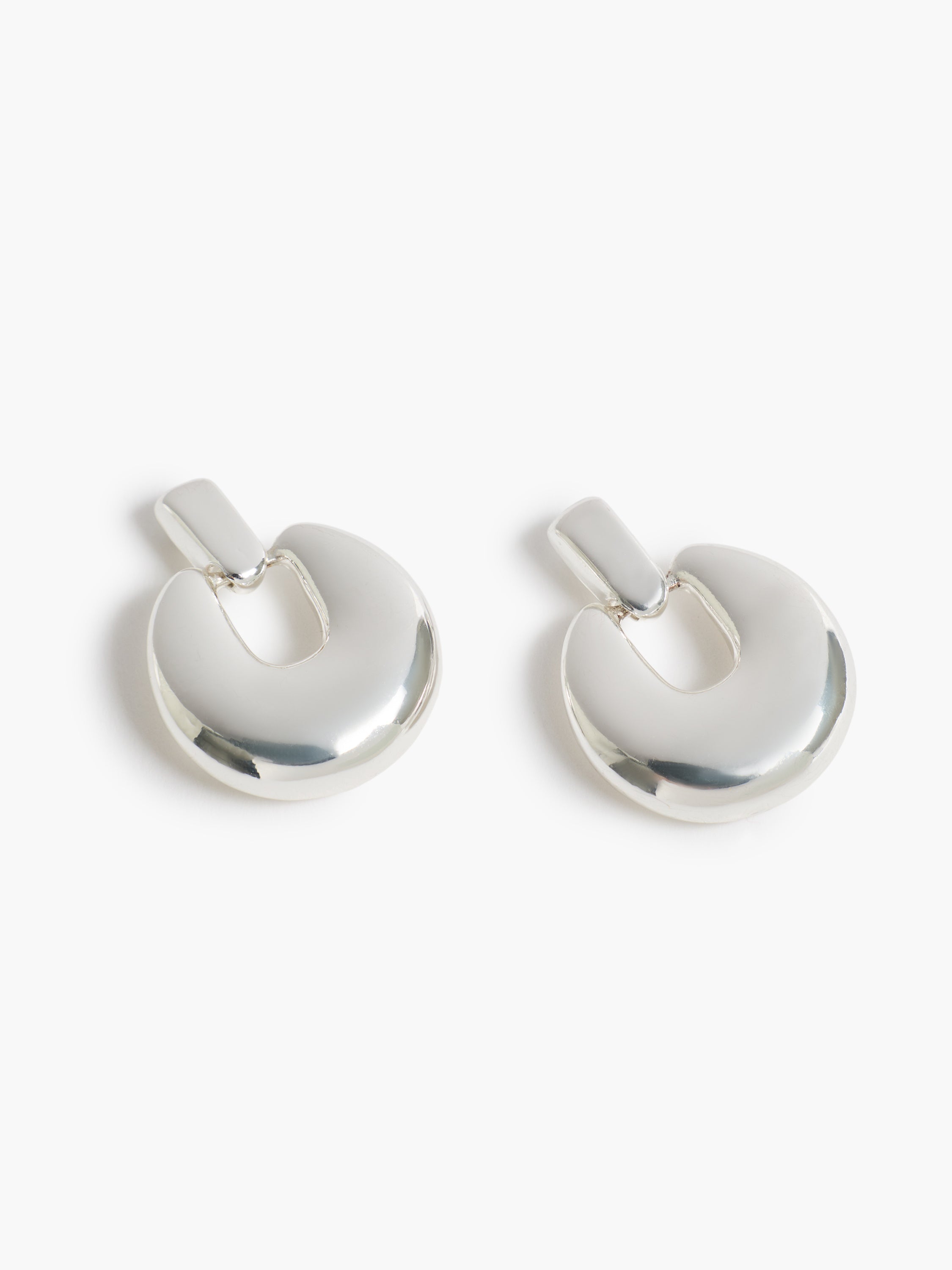 Silver Doorknob Drop Earrings