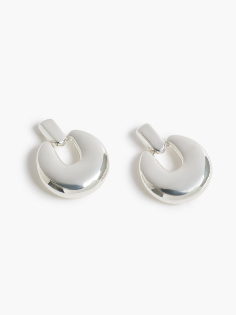Silver Doorknob Drop Earrings