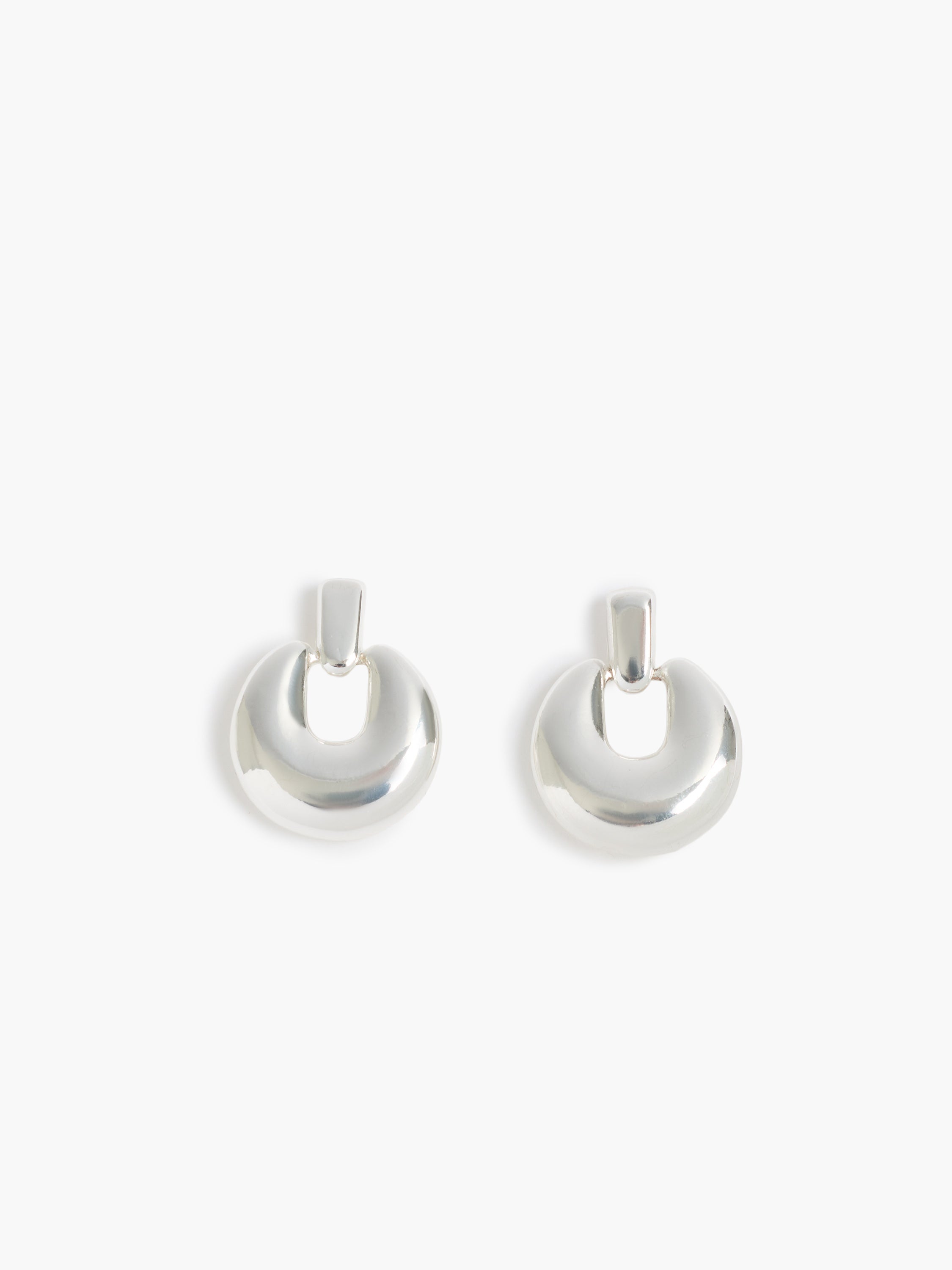 Silver Doorknob Drop Earrings