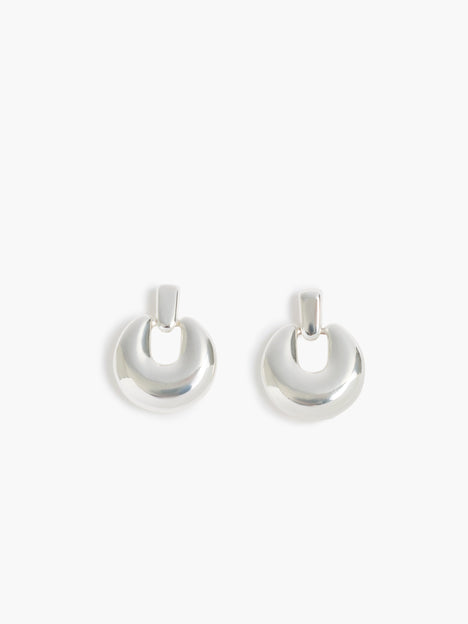 Silver Doorknob Drop Earrings