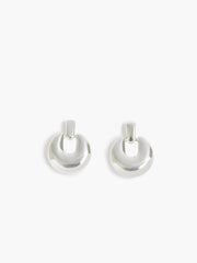 Silver Doorknob Drop Earrings