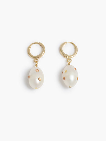 Pearl Pink Crystal Huggie Hoop Earrings