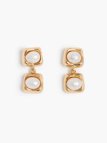 Double Pearl Drop Earrings