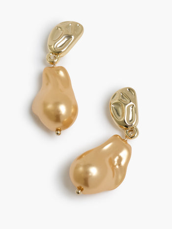 Coloured Pearl Gold Drop Earrings