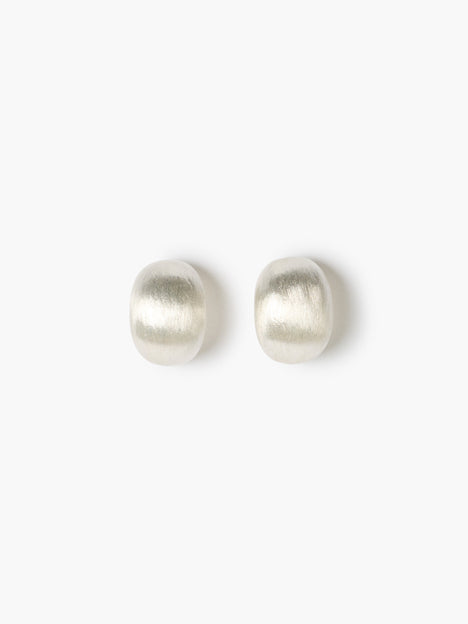 Silver Half Moon Brushed Hoop Earrings