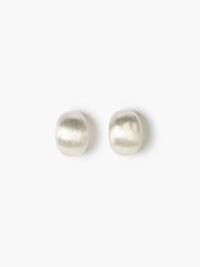 Silver Half Moon Brushed Hoop Earrings
