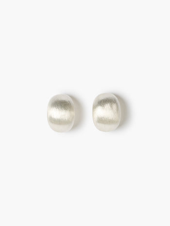 Silver Half Moon Brushed Hoop Earrings
