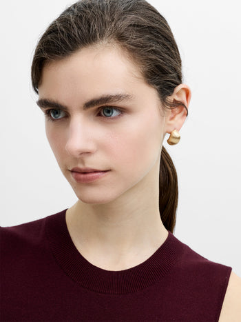 Gold Half Moon Brushed Hoop Earrings