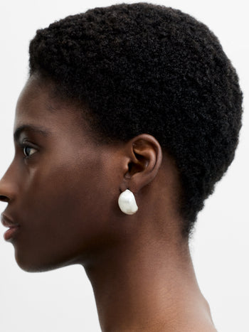 Silver Half Moon Brushed Hoop Earrings