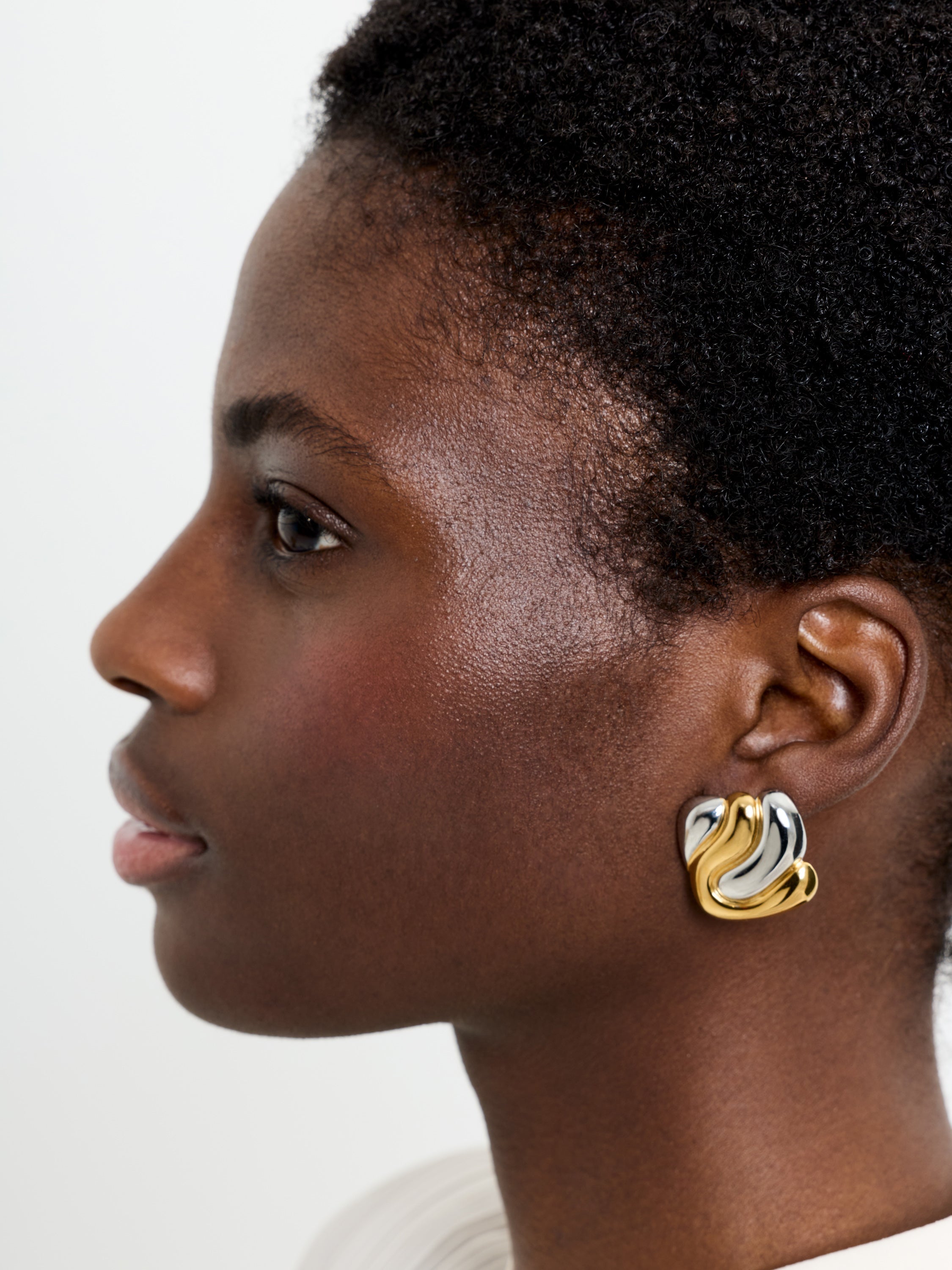 Two Tone Vintage Style Square Stud Earrings