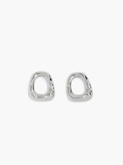 Silver Molten Ring Stud Earrings