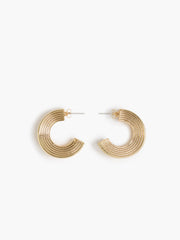 Gold Ridged Half Hoop Earrings