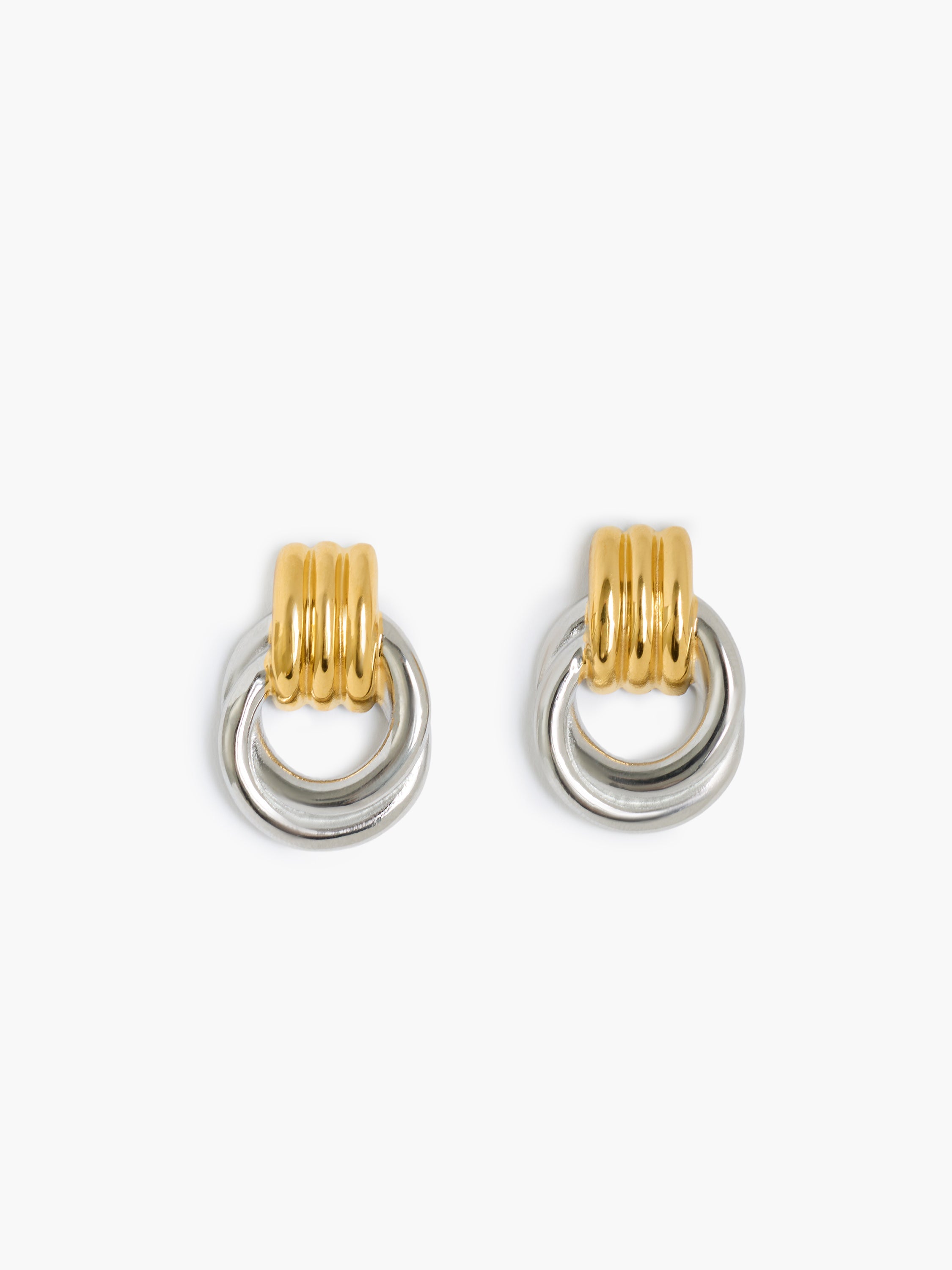 Two Tone Knot Drop Earrings