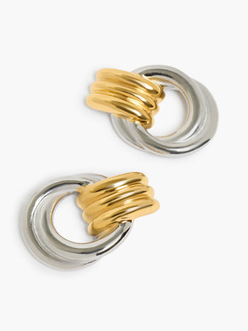 Two Tone Knot Drop Earrings