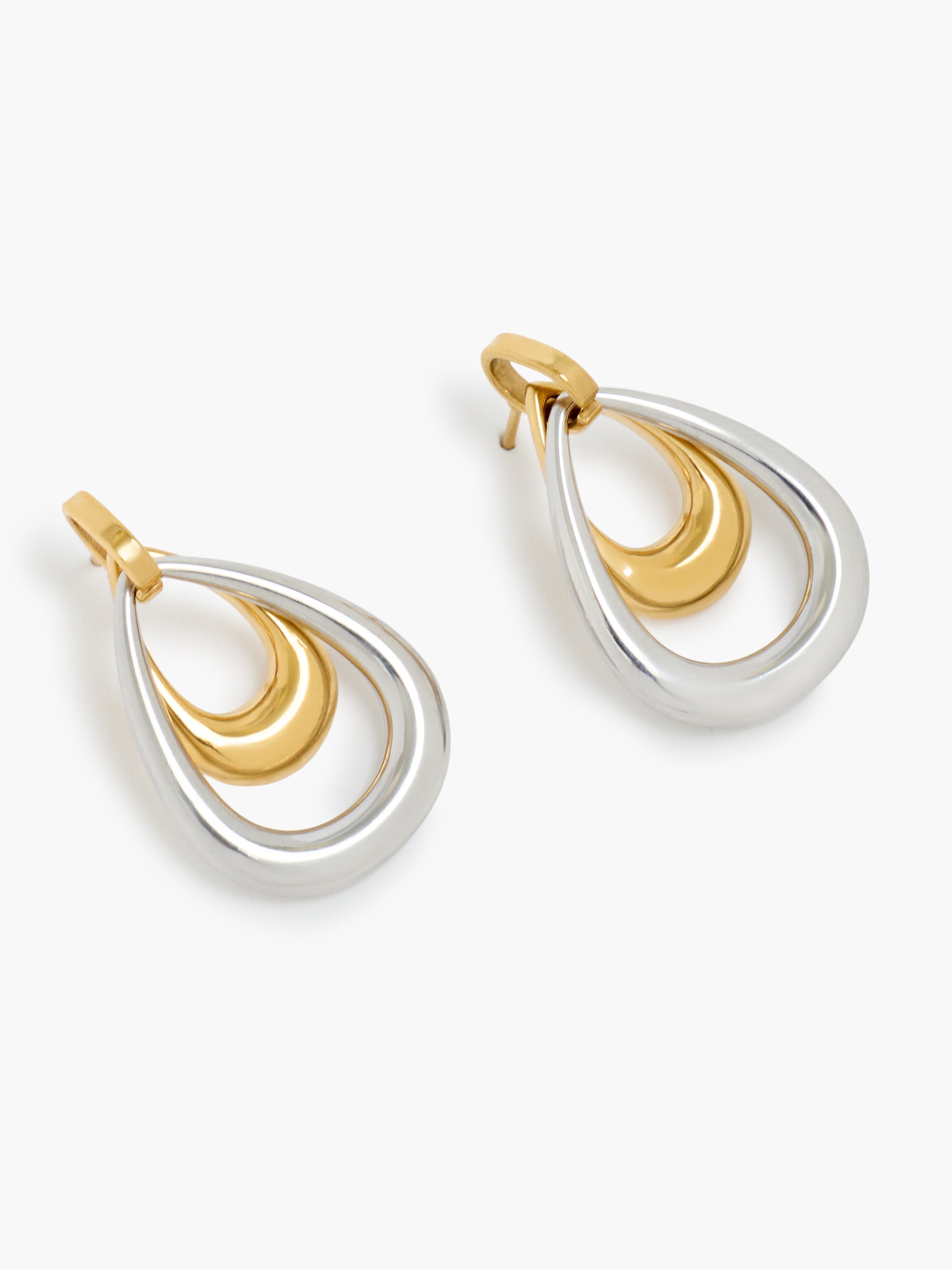 Two Tone Teardrop Drop Earrings