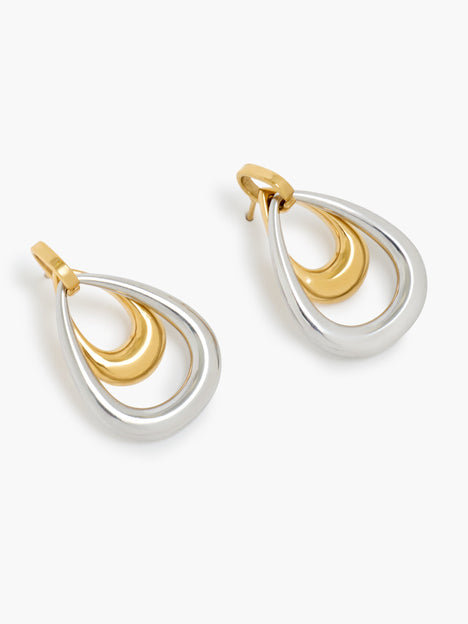 Two Tone Teardrop Drop Earrings