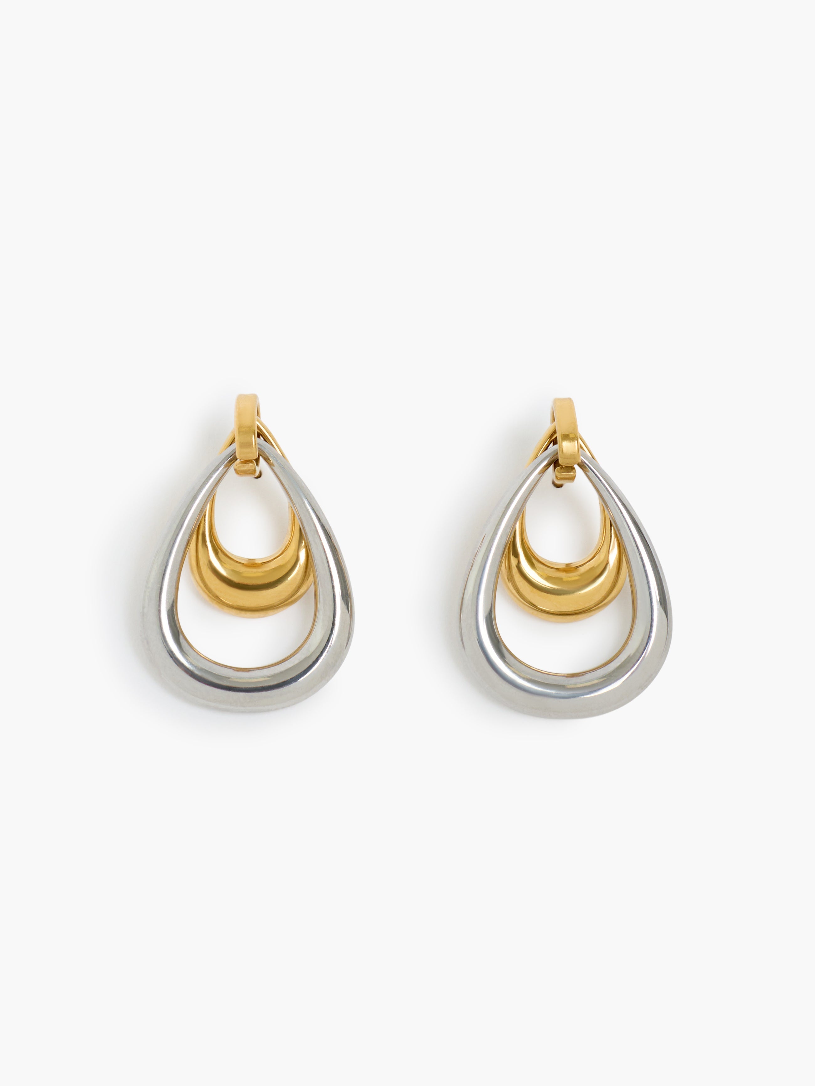 Two Tone Teardrop Drop Earrings