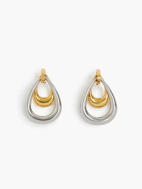 Two Tone Teardrop Drop Earrings