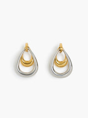 Two Tone Teardrop Drop Earrings