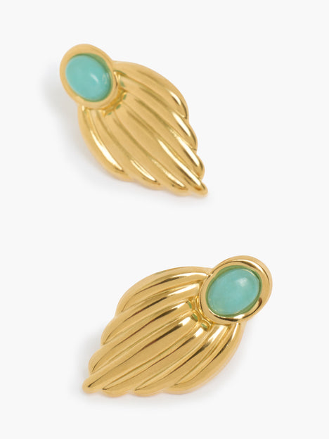 Gold Vintage Style Feather Stud Earrings