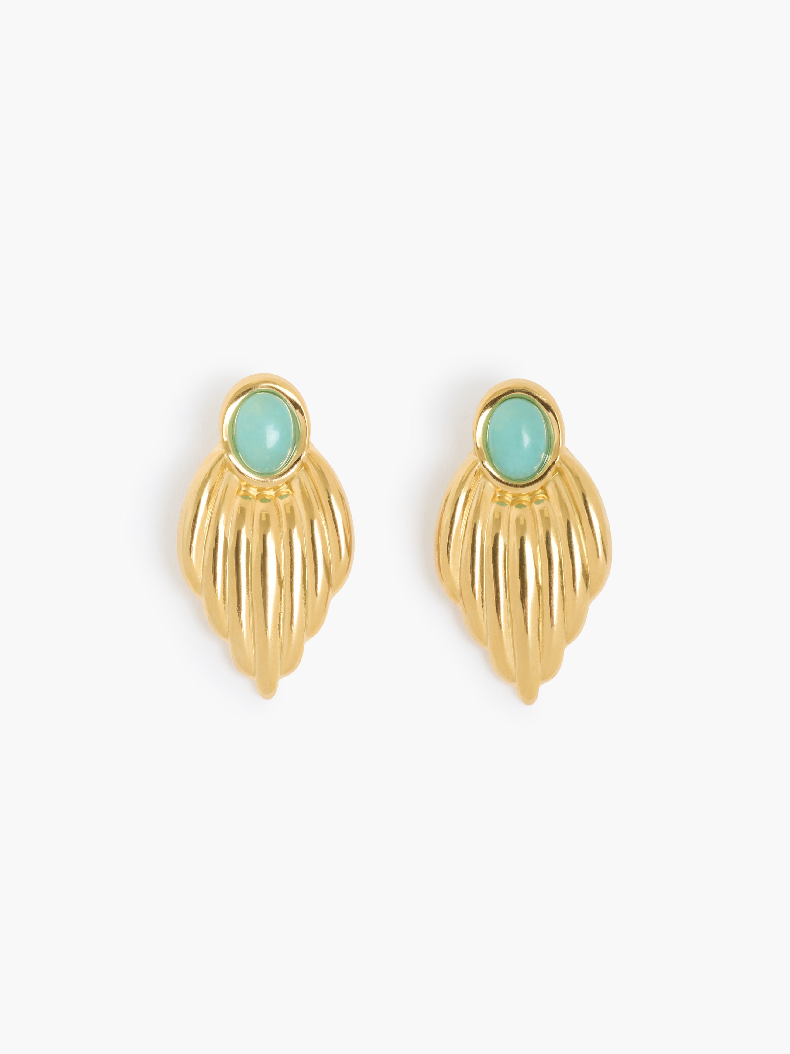 Gold Vintage Style Feather Stud Earrings
