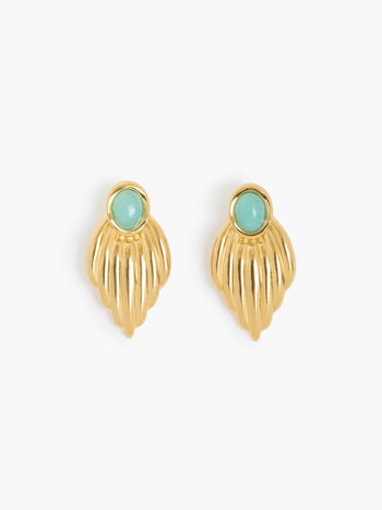 Gold Vintage Style Feather Stud Earrings