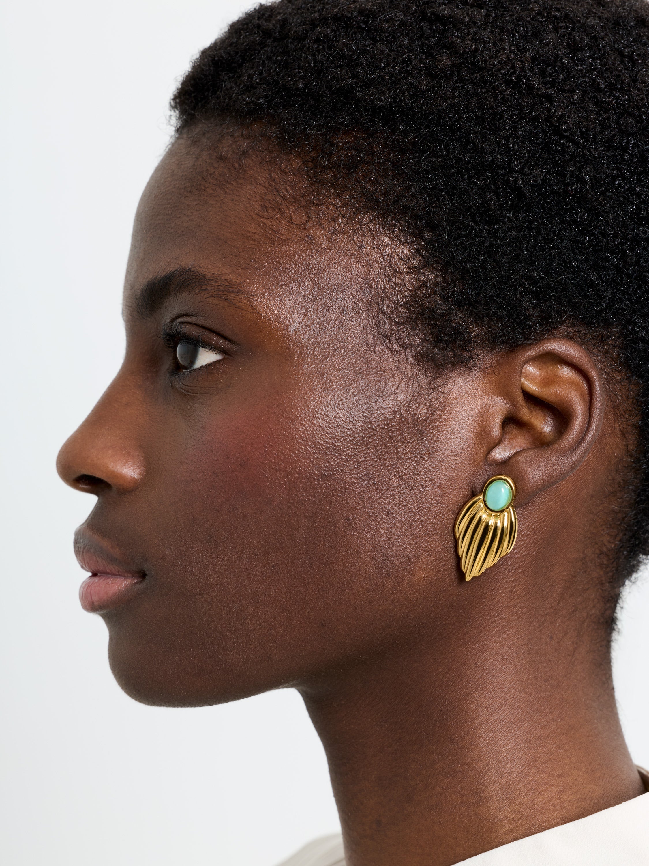 Gold Vintage Style Feather Stud Earrings