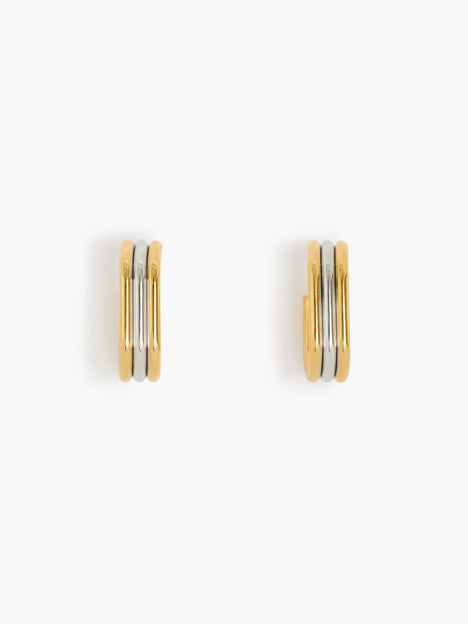 Two Tone Rows Hoop Earrings