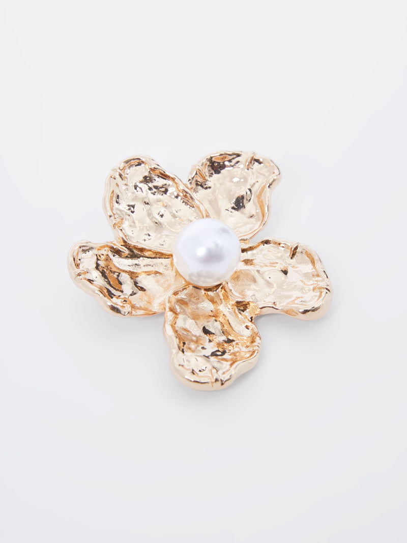 Faux Pearl Detail Flower Brooch