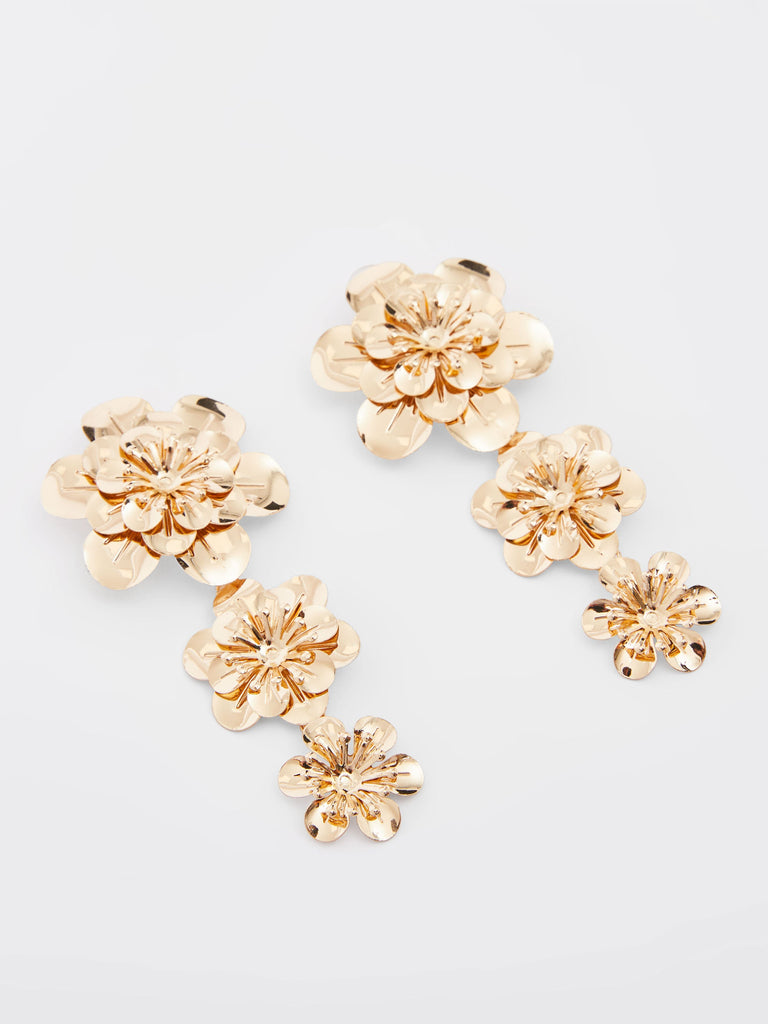 Triple Flower Drop Earrings Gold | French Connection EU