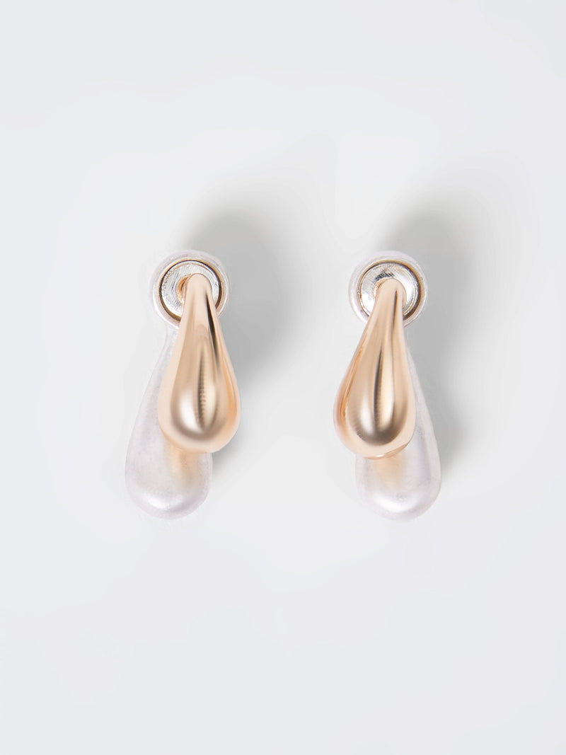 Small Double Two-Tone Teardrop Earrings