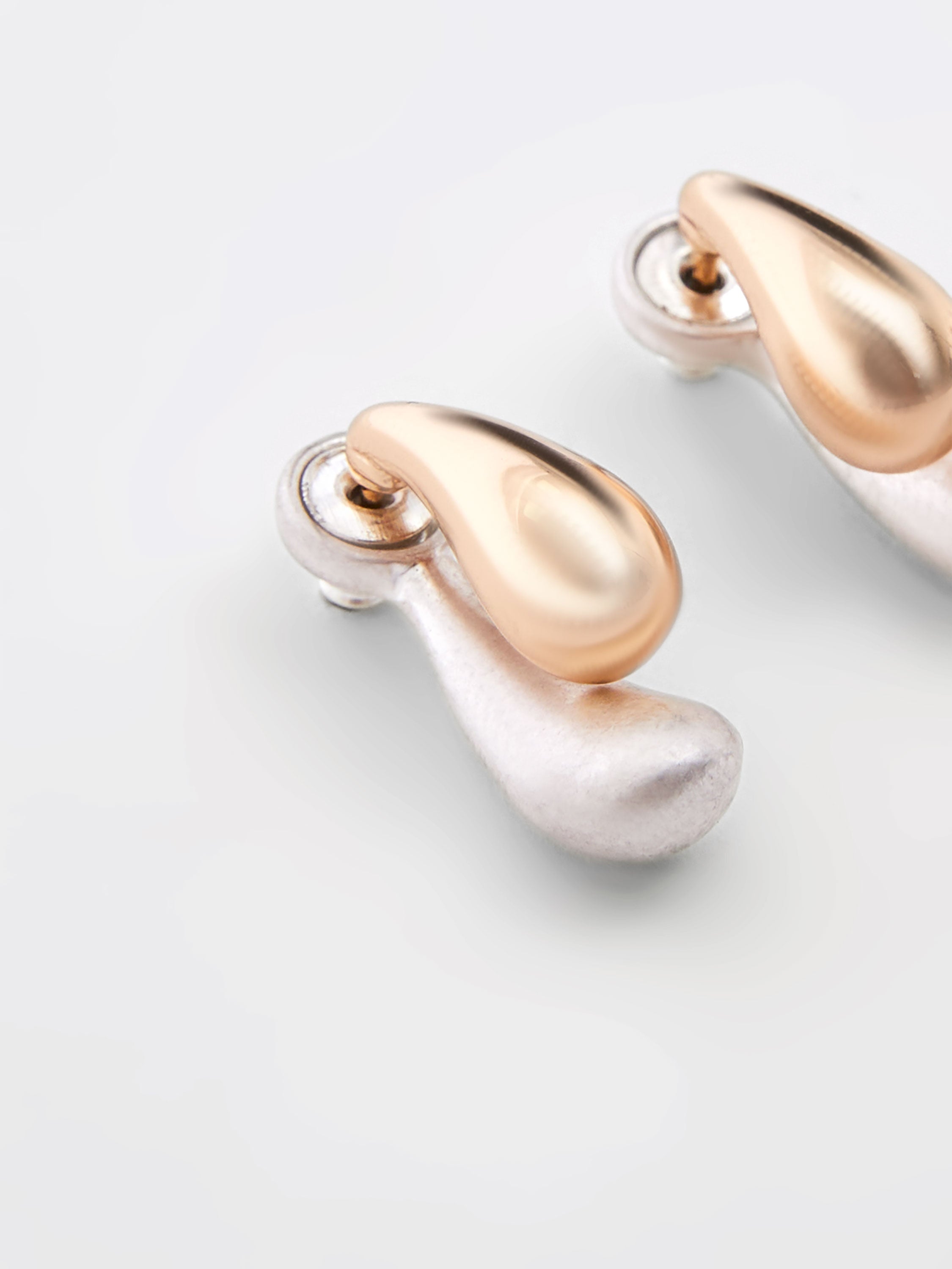 Small Double Two-Tone Teardrop Earrings