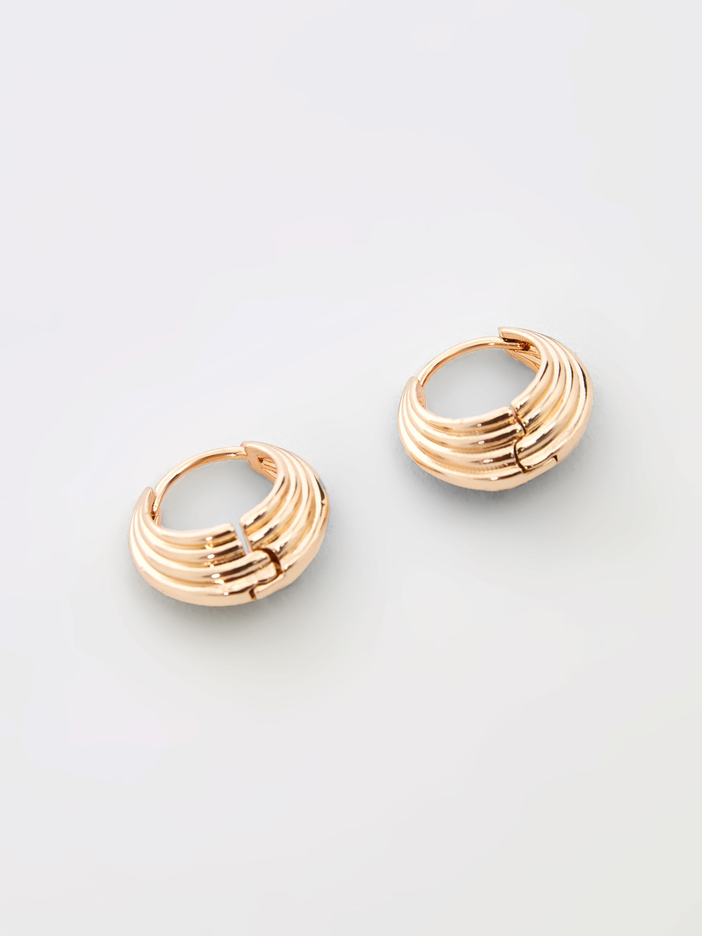 Ridged Huggie Hoop Earrings