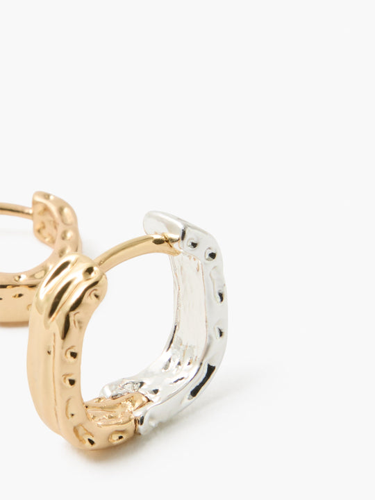 Molten Mixed Metal Square Huggie Hoop Earrings