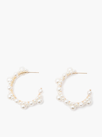 Cluster Faux Pearl Half Hoop Earrings
