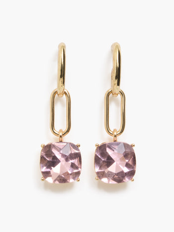Square Crystal Link Drop Earrings