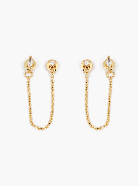 Front Back Chain Crystal Earrings