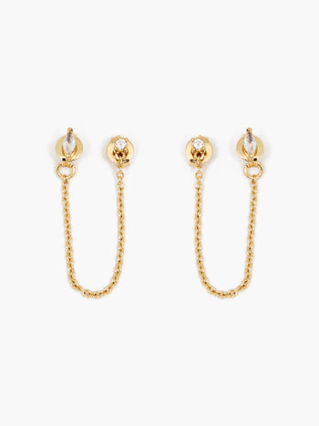 Front Back Chain Crystal Earrings